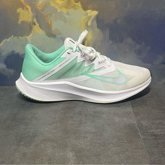 Nike Quest 3 Women's White/Green Running Shoes Size 10.5 - Picture 7 of 16